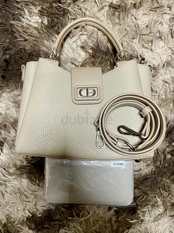 Elegant Cream Handbag with Strap and free long wallet