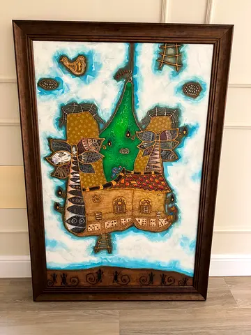 Vibrant Cuban Oil Painting Framed