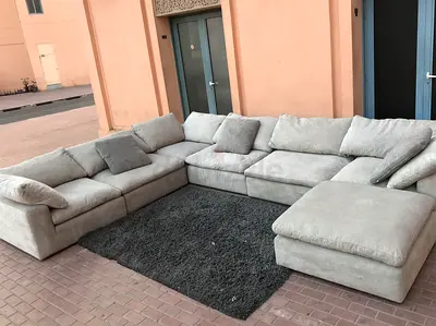 Pan emirates pianca feather filled Modular U Shape Sofa With footstool