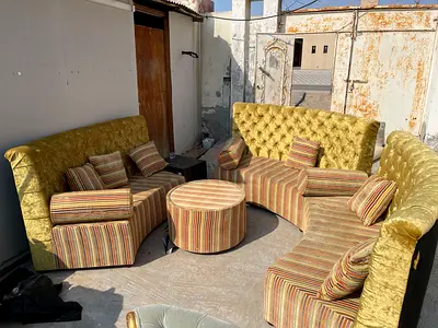 Elegant Curved Sofa Set with Plush Seating