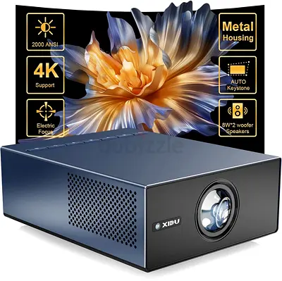 2893 - XIDU Portable Projector with WIFI and Bluetooth [Metal Housing/2000ANSI/UHD Native 1080P/Wire