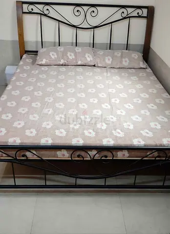 Comfortable Double Bed with Floral Print Mattress