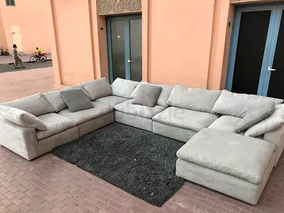 Looks great Condition Pan Emirates pianca U Shape Sofa with footstool