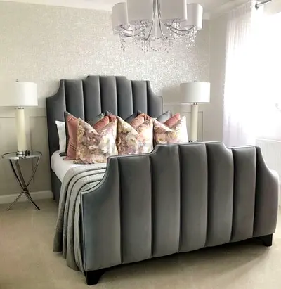 Elegant Upholstered Double Size Bed with Plush Pillows