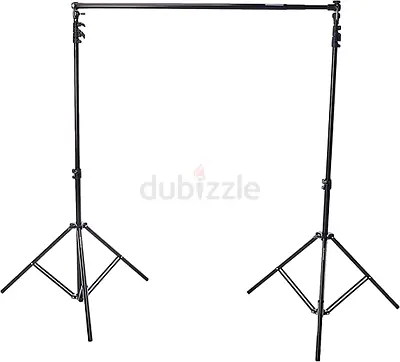 Polaroid Pro studio background stand, muslin backdrop (black) and clamps