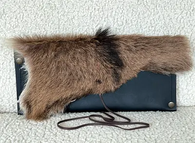Unique Handcrafted Fur  Leather Clutch – Artisanal Statement Bag