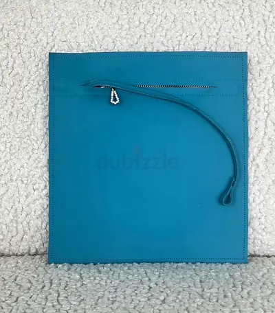 Sophisticated Teal Blue Leather Pouch – Slim Designer Handheld Bag available in more colours