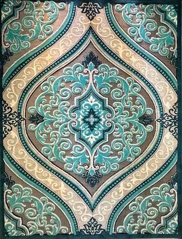 Elegant Grey Turquoise Rug سجادة أنيقة رصاصي وتركواز 200x 290 cm