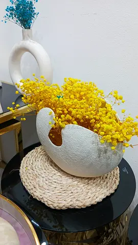 Unique Decorative Flower Pot with Yellow Blooms