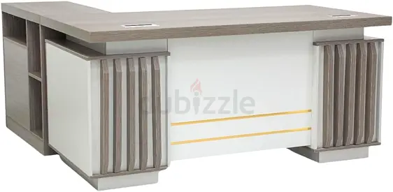 Straight with attached Office Desk with 3 Lockable Drawers - Stylish Manager Executive Desk