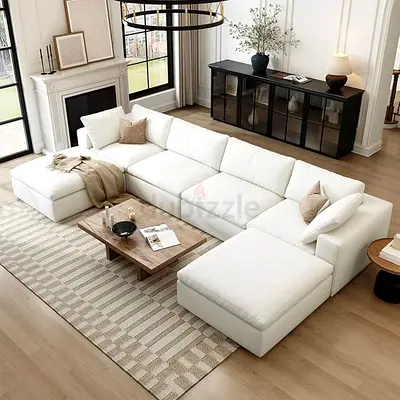 Modern L-Shaped Sectional Sofa in White