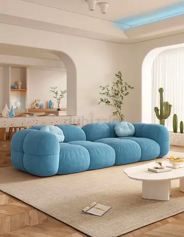 Gorgeous Blue Plush Sofa for Sale