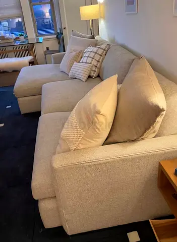 Feather 🪶 filled CrateBarrel Lounge deep L Shape Sofa Beige