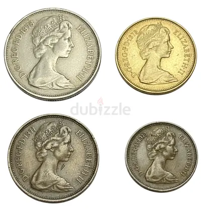 England Collectible Coins Featuring Queen Elizabeth II 1st head portrait