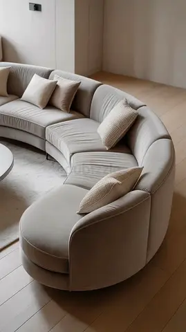 Elegant Curved Sofa with Plush Cushions
