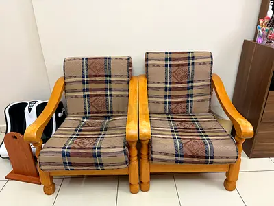 Pair of Wooden Armchairs for Sale