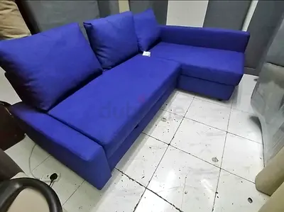 Comfortable Blue L-Shaped Sofa