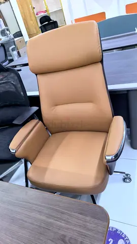 Comfortable Office Chair in Tan Leather