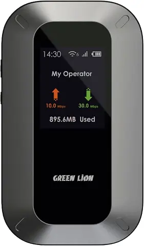 Green Lion Wireless Wifi Mini Router, 4G/LTE, 150 Mbps, 3000 mAh, TFT HD Display