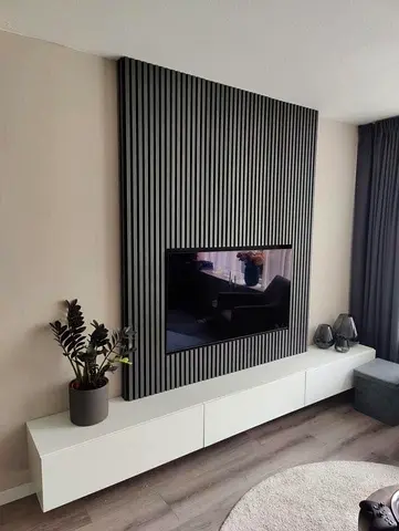 Modern Entertainment Center with Stylish Wall Design