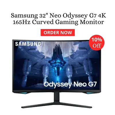 Samsung 32 Inch G75NB Neo Odyssey G7 4K 165Hz Curved Gaming Monitor