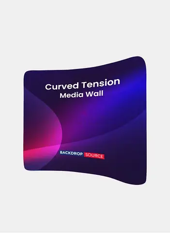 Tension Fabric back drop stand with stretchable curve