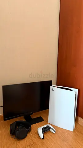 PlayStation 5 with FC26 and monitor and headset for sale