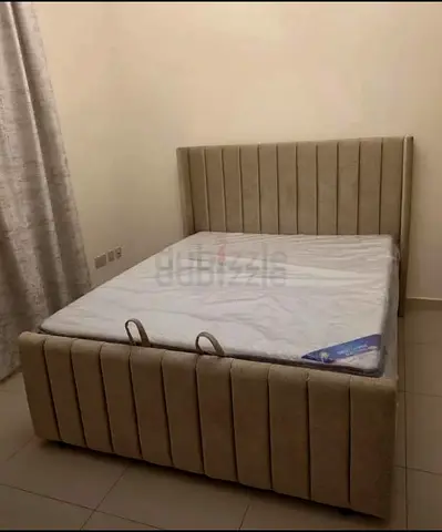 Stylish Beige Bed with Storage