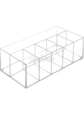 6-Section Makeup Organizer – Clear Acrylic Cosmetic Storage Box for Vanity, Skincare, Brushes
