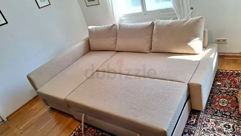 Comfortable Beige Sofa Bed with Storage