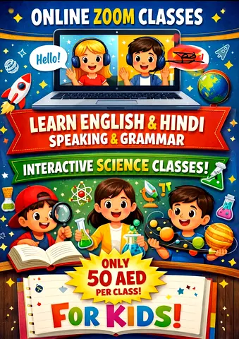 Zoom online classes language learning English Hindi 50 AED per class