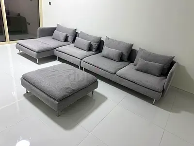 Excellent Condition IKEA Sodhremn L Shape Sofa light gray