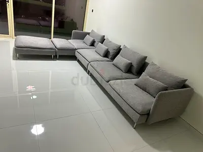4__ Seater IKEA Sodhremn L Shape Sofa light gray without footstool