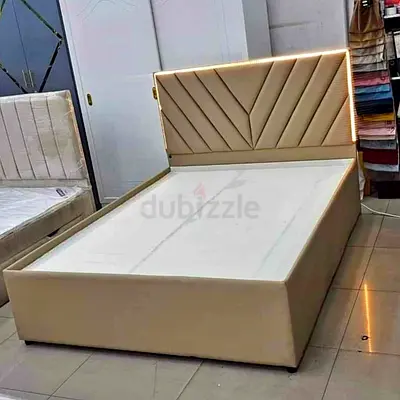 Stylish Queen Size Bed with Modern Headboard