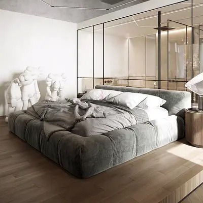 Stylish cozy 180*200 king size gray colour bed