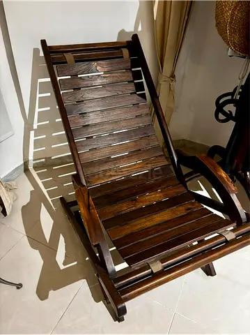 Antique wood foldable rocking chair