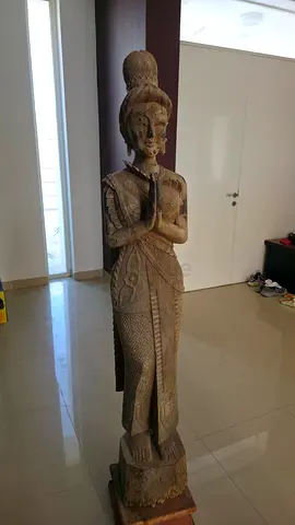 100+ years old Large Antique Thai Wooden Temple Figure 180 cm