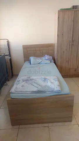 Wooden single Bed with Matress and Wardrobe cubboard 2 door urgent sale