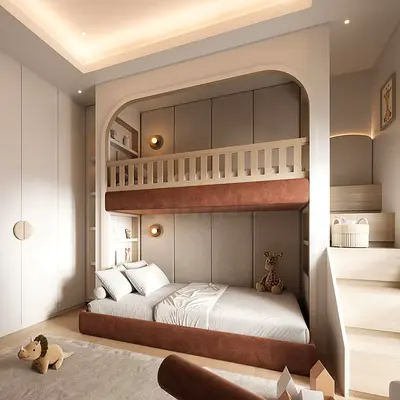 Cozy Modern Baby Nursery with Loft Bed