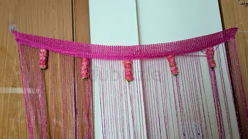 Beautiful Pink Decorative Curtain with Hanging Accents