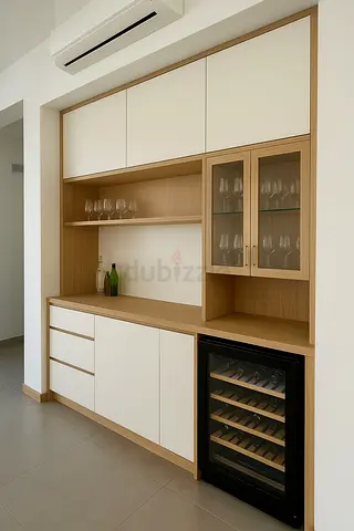 Modern Wine Cabinet with Glass Shelves