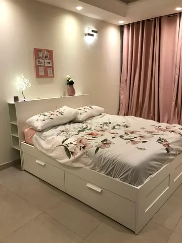 Full bedroom set (Bed, mattress, wardrobe, mirror, and station)