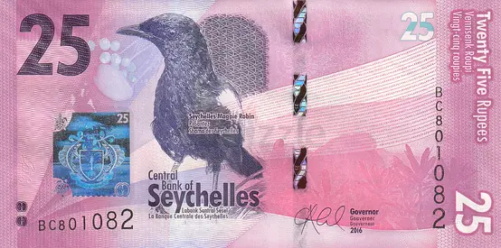 SEYCHELLES 25 RUPEES BANKNOTE 2016