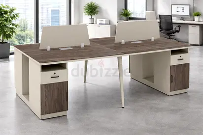 4 Person Face-To-Face Office Workstation Desk with Drawers – Stylish Office Desk with Cabinets