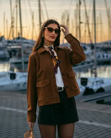 Zara Faux Suede Jacket in Brown