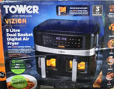 Tower 9 Litre Dual Basket Digital Air Fryer - Versatile Cooking Companion