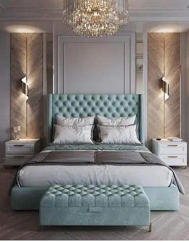Elegant Modern Bed Set with side tables