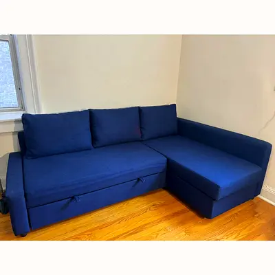 Comfortable Blue L-Shaped Sofa with Storage