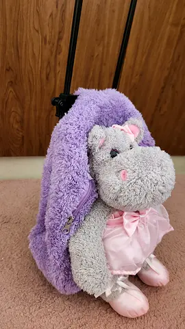Adorable Plush Backpack/Trolleybag with Hippo Bear