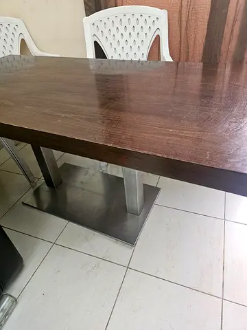 Sturdy Wooden Dining Table with Metal Legs